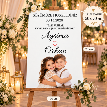 Kişiye Özel 50X70 Ahşap Karşılama Panosu | Söz, Nişan, Düğün