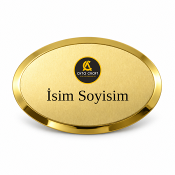 Oval Yaka İsimliği - Gold Metal