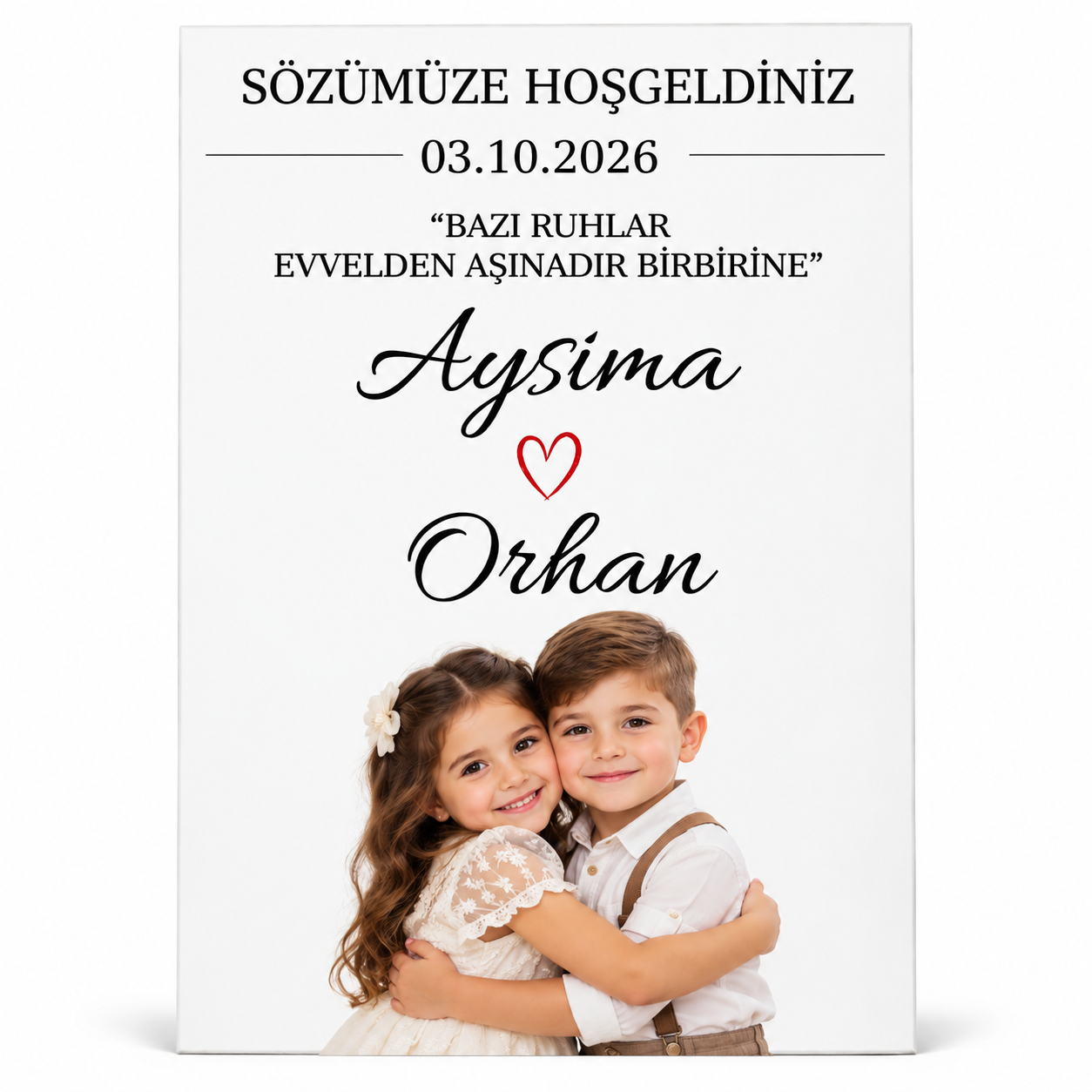 Kişiye Özel 50X70 Ahşap Karşılama Panosu | Söz, Nişan, Düğün görsel