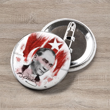 Atatürk Buton Rozet - Kendin Tasarla 44 Mm