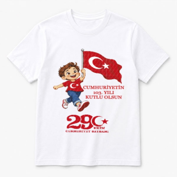 29 Ekim Cumhuriyet Bayramı Çocuk Tişörtü – Kendin Tasarla Beyaz Çocuk T-Shirt tasarımı